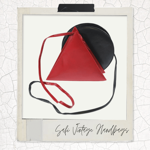Safi Vintage Red and Black Triangle Circle Handbag