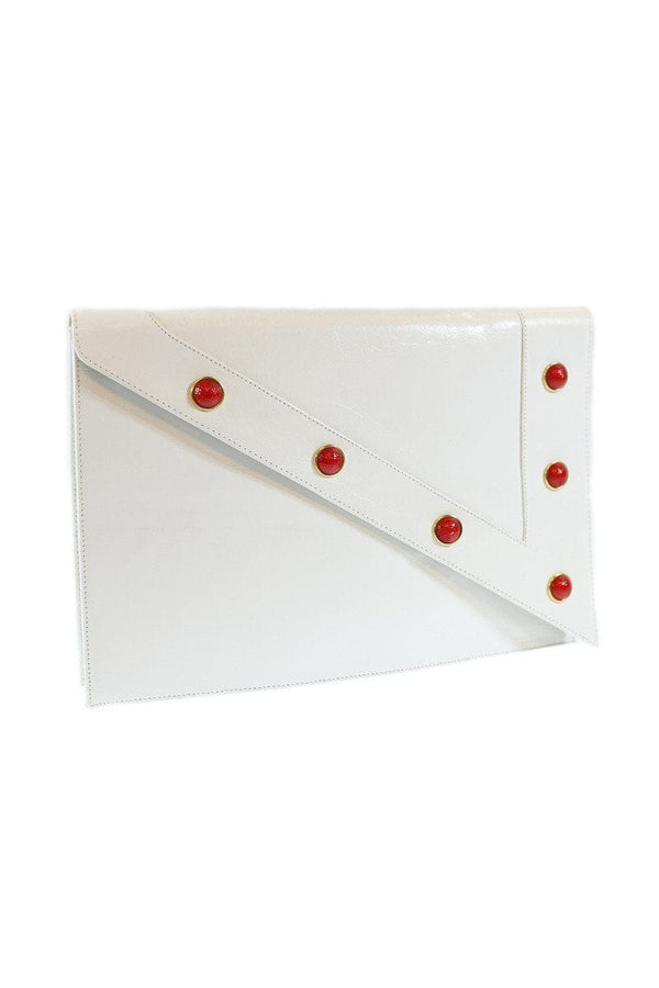 Safi Vintage White Diagonal Envelope Clutch