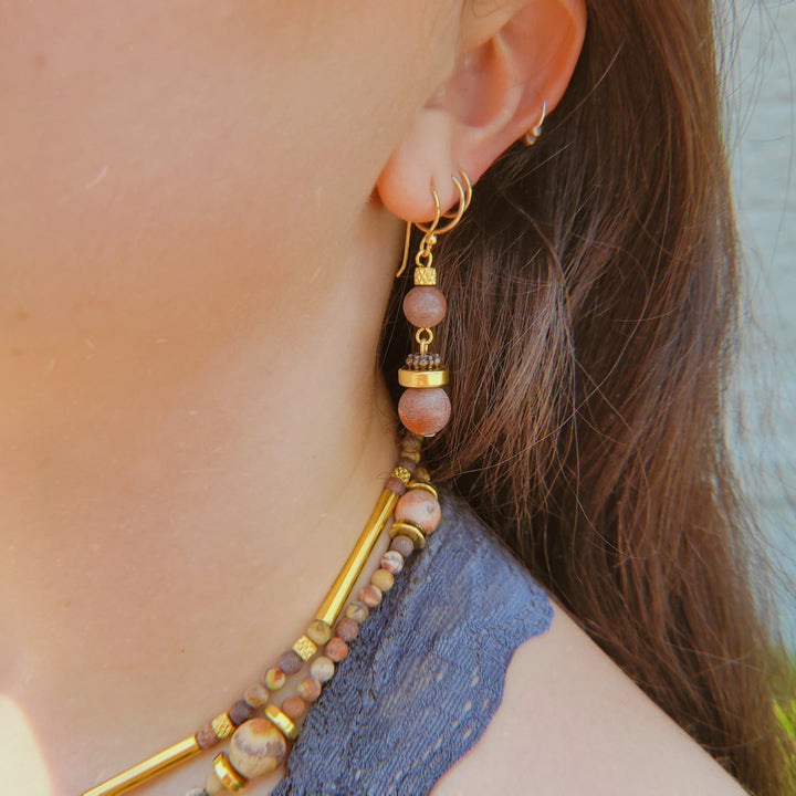 Handmade Earrings with rhyolite stone beads