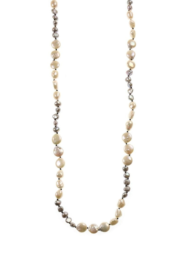 Small Baroque and Coin Pearl Long Necklace