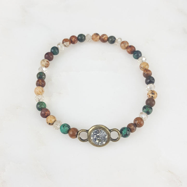 Small Multi Colored Stone Bracelet with CZ Accent