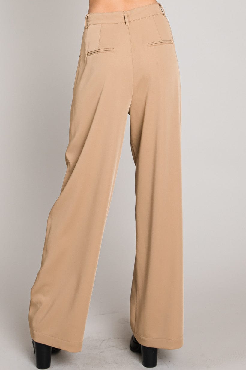 Soft Drapey Twill Wide Leg Pants with Pockets and Pleated Details