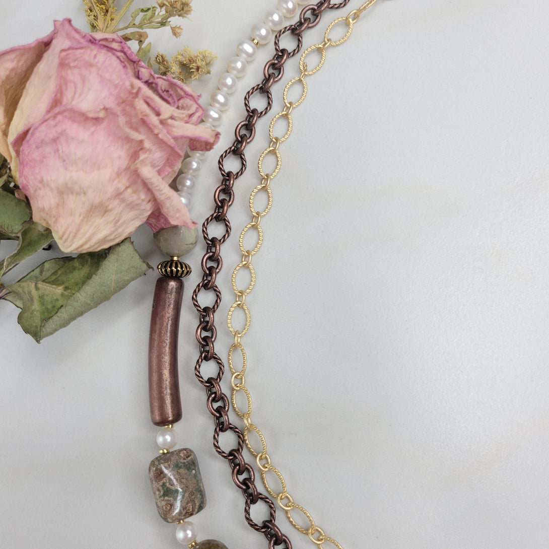 Sonora Three Strand Necklace with Vintage Elements