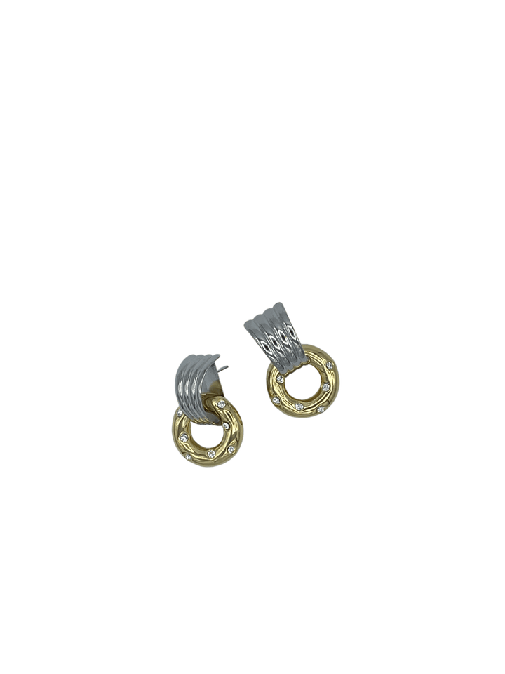 Statement Earring with Linked Hoop and Crystal Accents