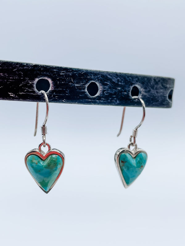 Sterling Silver and Heart Shaped Turquoise Earrings