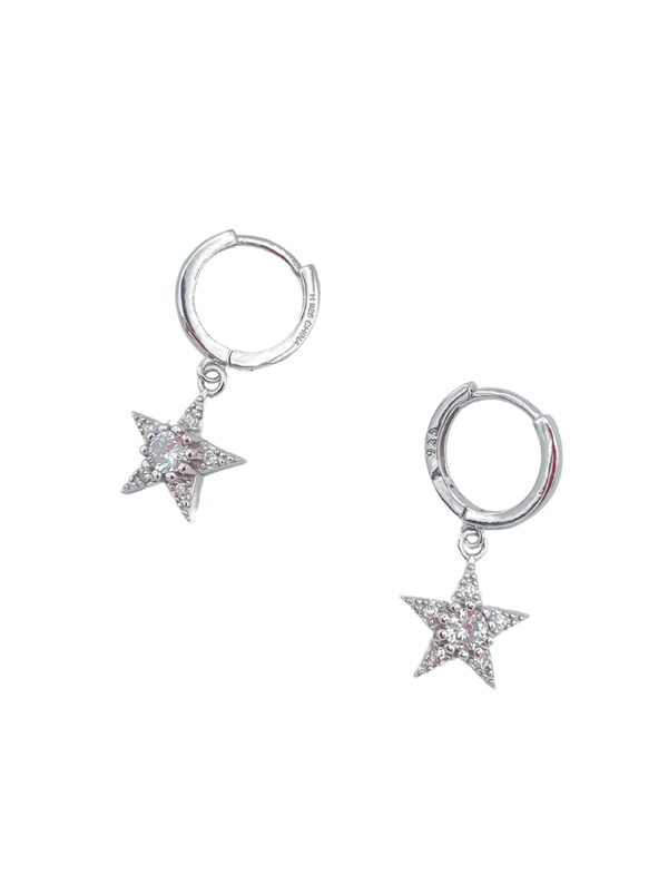 Sterling Silver CZ Star Dangle Earring