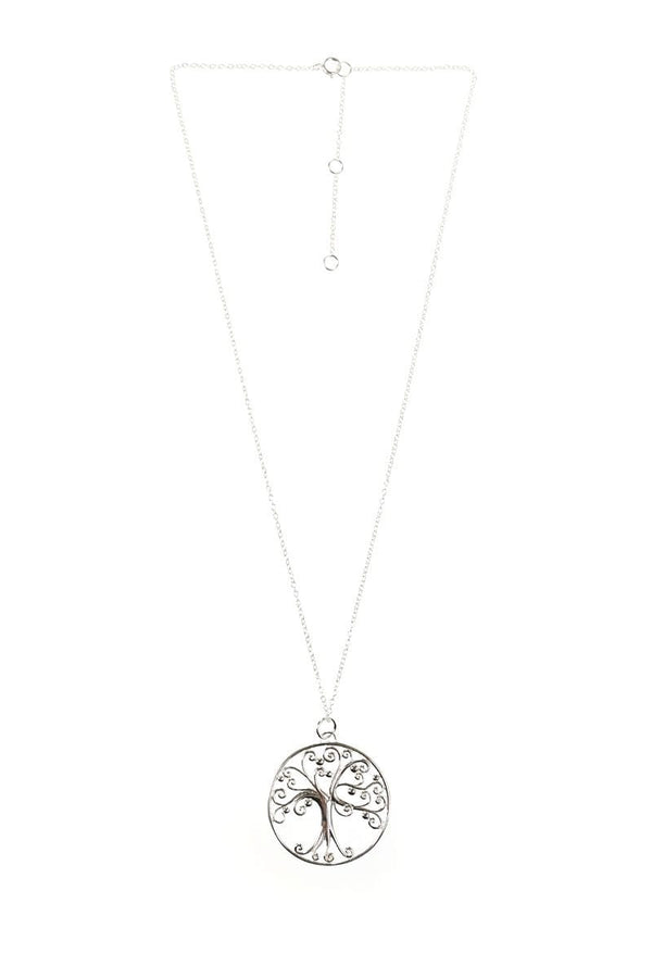 Sterling Silver Large Tree of Life Pendant Ball Chain Necklace