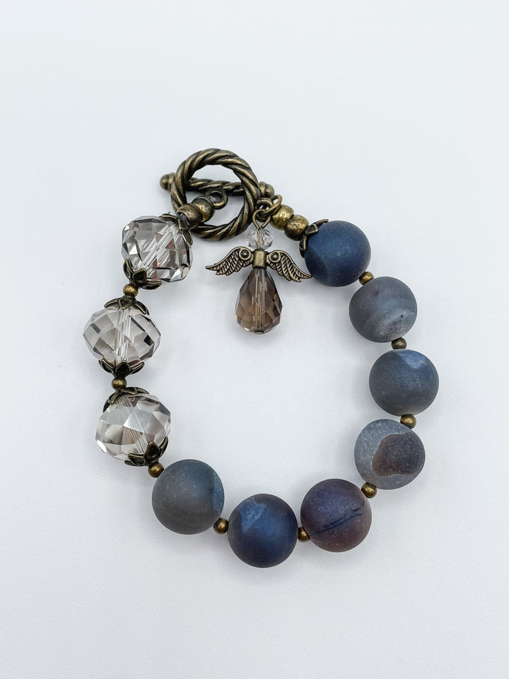 Stone And Bead Bracelet With Angel