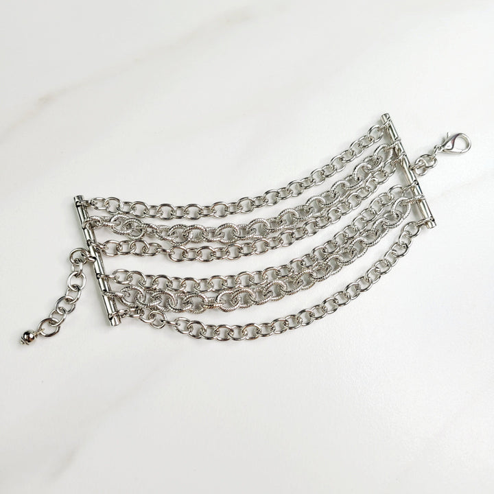 Stunning Alchemy Six Strand Bracelet in Gold or Silver Plated Chain