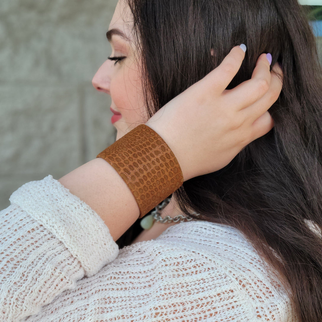 Styx Vintage Snake Print Adjustable Leather Cuff