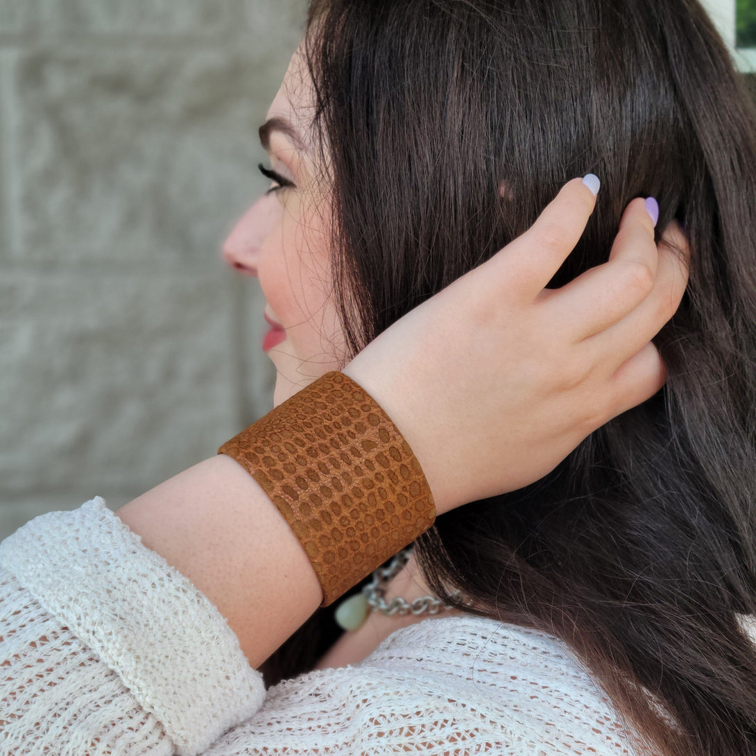 Styx Vintage Snake Print Adjustable Leather Cuff