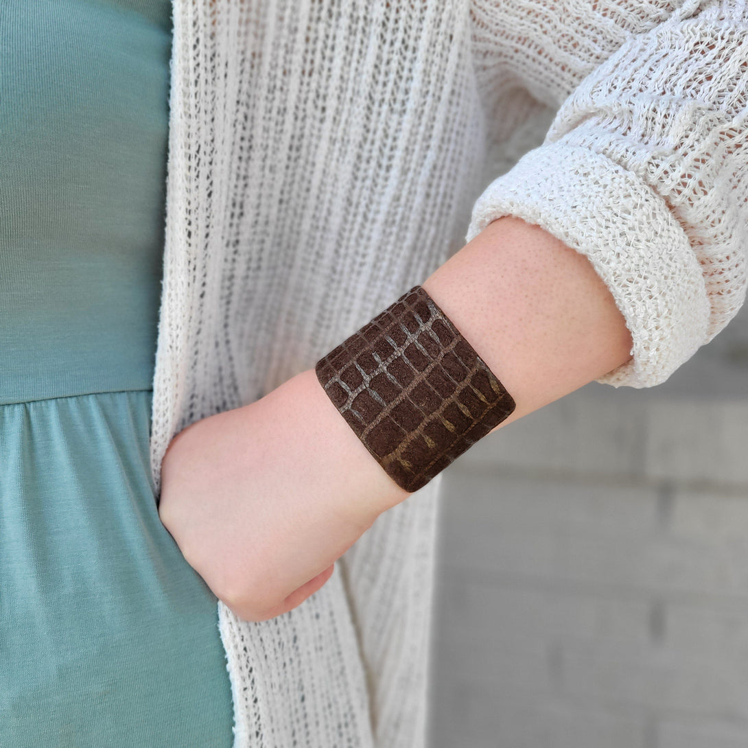 Styx Vintage Snake Print Adjustable Leather Cuff
