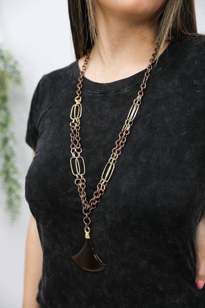 Sylvie Gabrielli Antoinette Necklace Handmade with Bronze and Gold Plated Chain and Vintage Italian Pendant