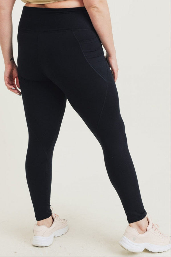Tapered Band Essential Solid High Waist Leggings