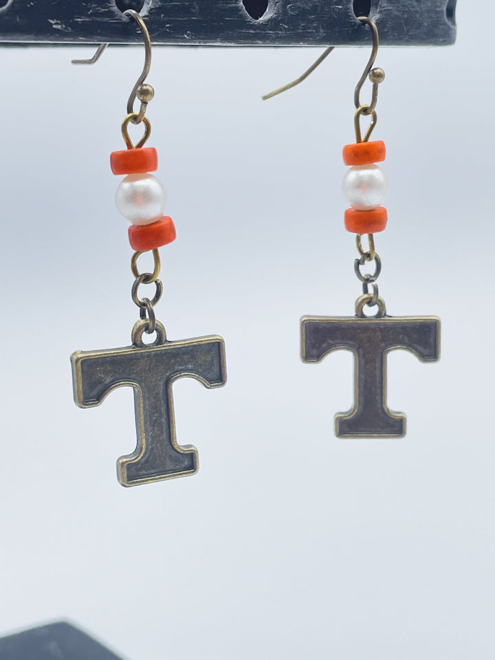 Tennessee Vintage Style "T" Logo Earrings