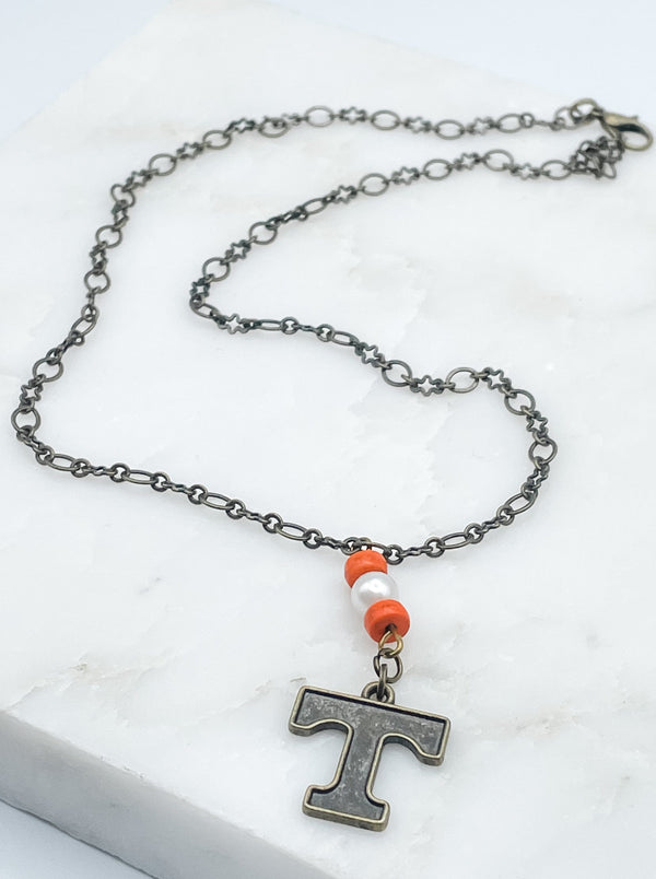 Tennessee Vintage Style "T" Logo Necklace