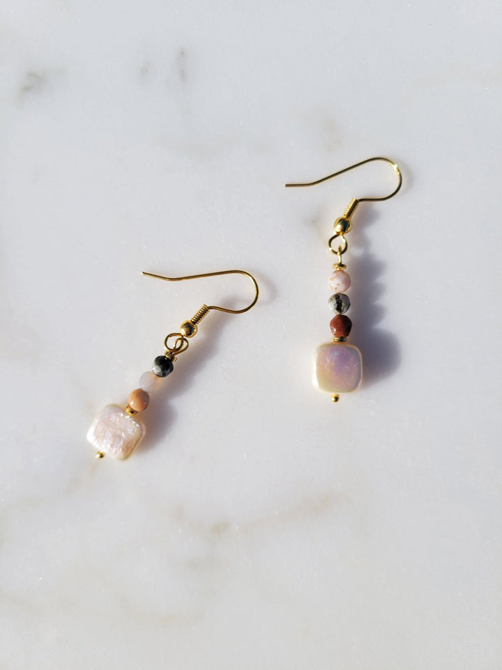 Handmade Jasper and Freshwater Pearl Earrings