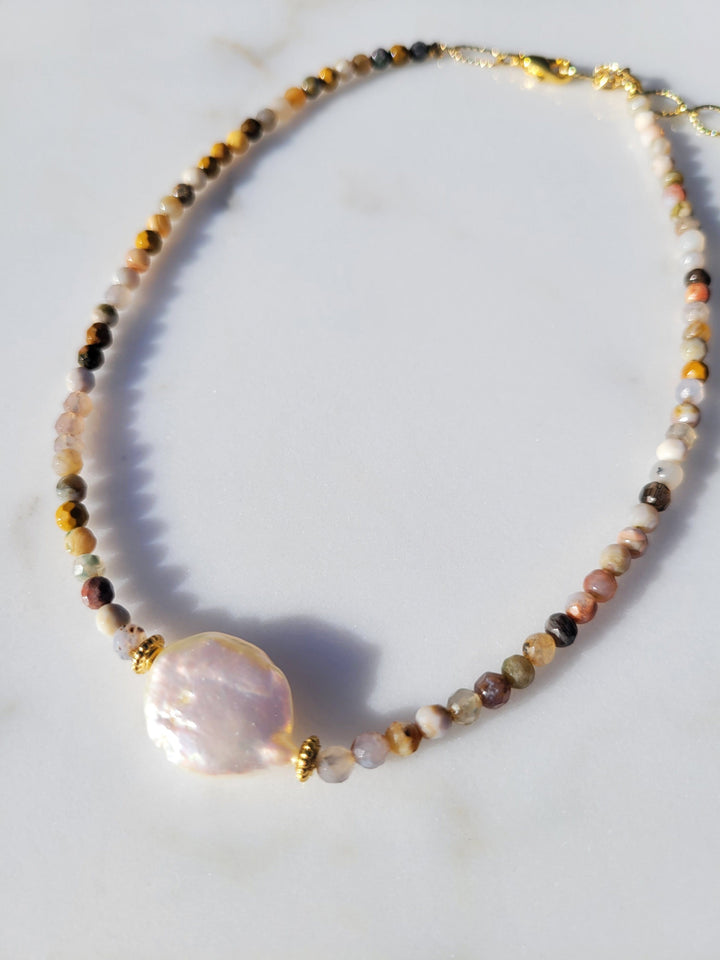 Terra Jasper and Pearl Necklace