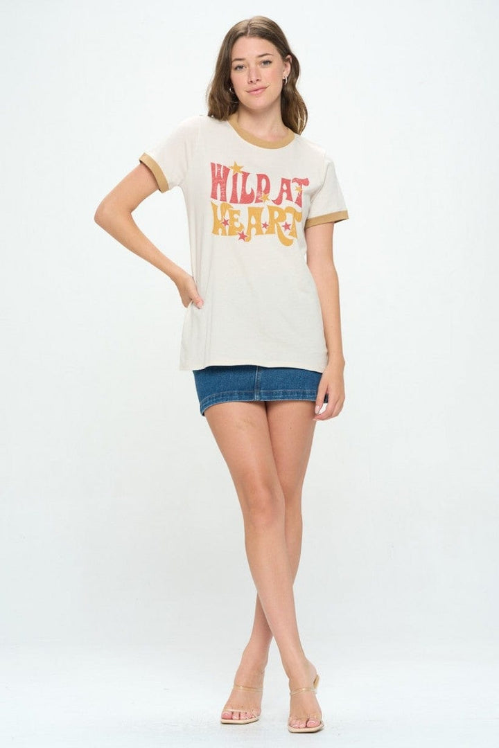 Tre Bien "Wild At Heart" Graphic Top, 100% Cotton Graphic T-Shirt
