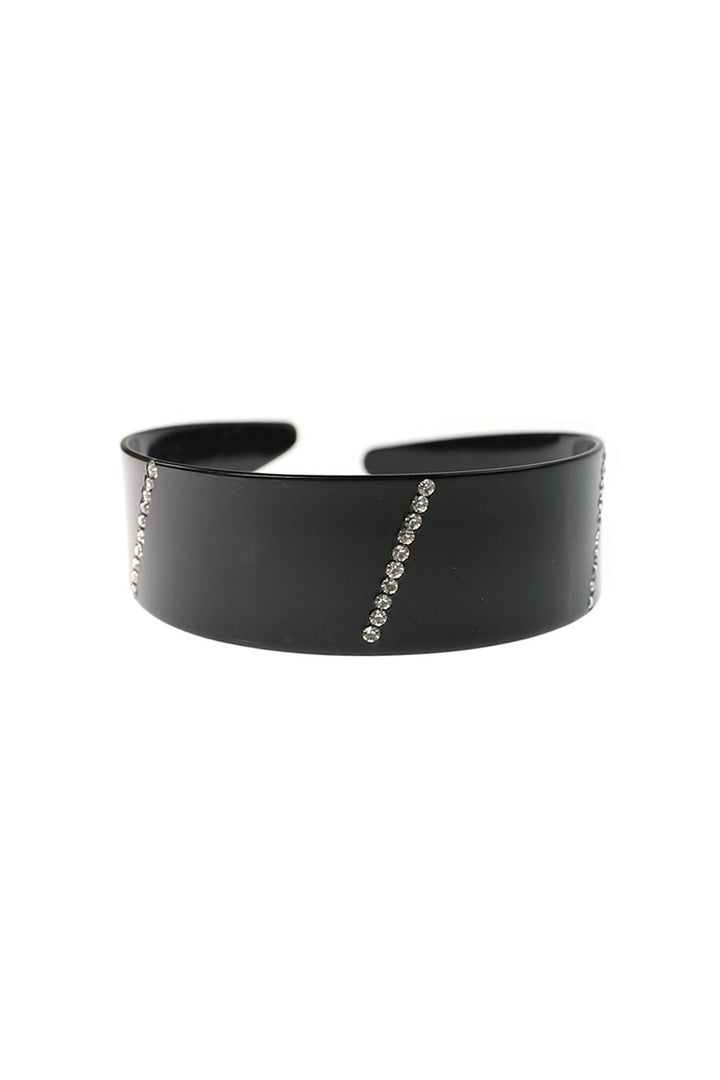 Vintage Black Wide Hair Headband with Crystals