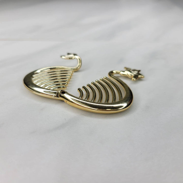 Vintage Buch and Deichmann Gold Iris Fan Hair Clip Comb
