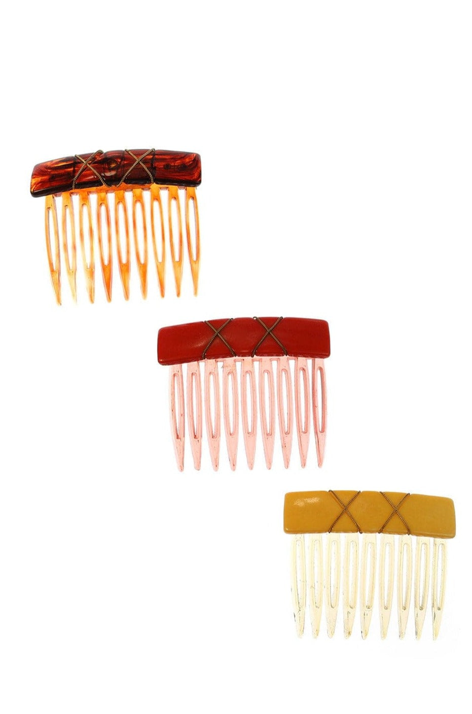 Vintage Criss Cross Wire Inlaid Hair Comb