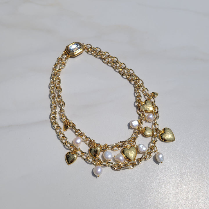 Vintage Gold Necklace with Freshwater Pearls