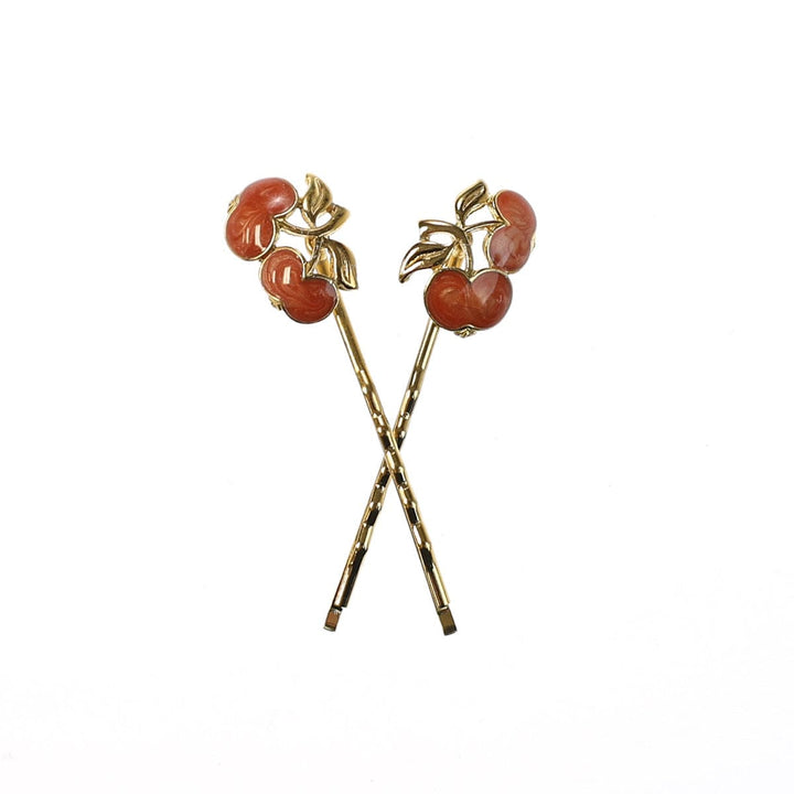 Vintage Enamel Cherries Bobby Pins (Set of Two)