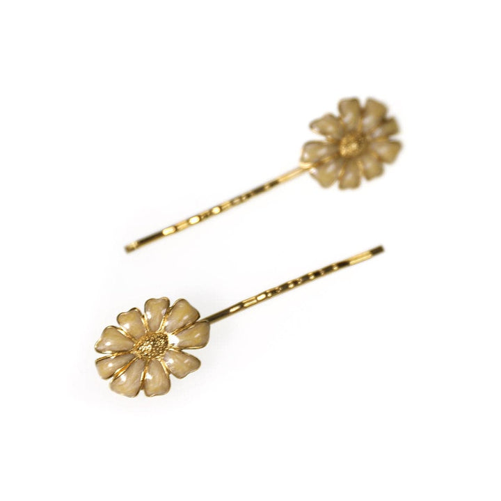 Vintage Enamel Flower Bobby Pins (Set of Two)