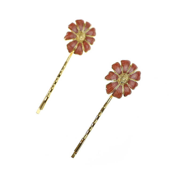 Vintage Enamel Flower Bobby Pins (Set of Two)