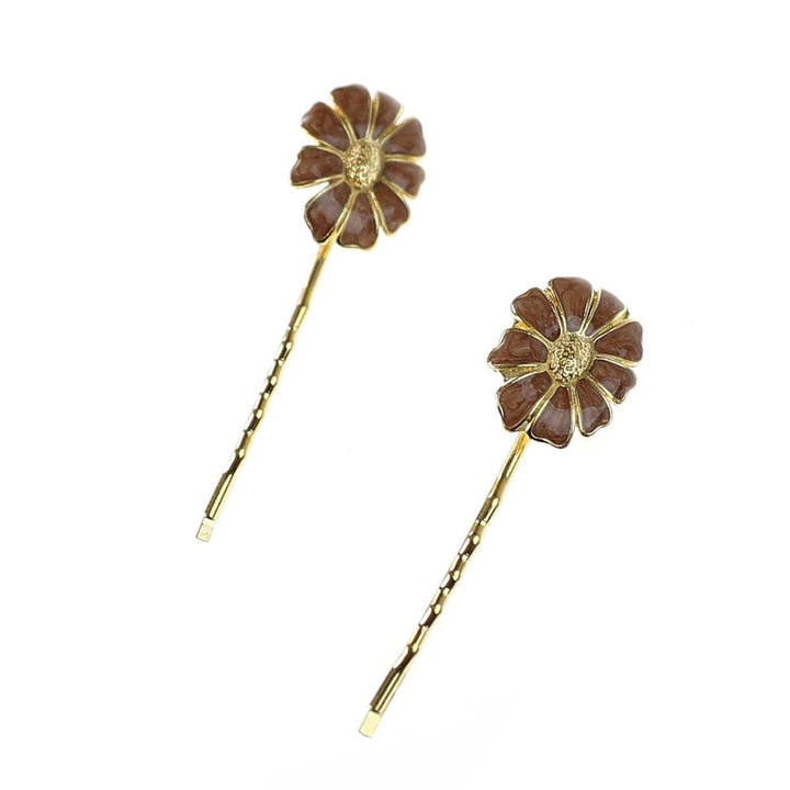 Vintage Enamel Flower Bobby Pins (Set of Two)