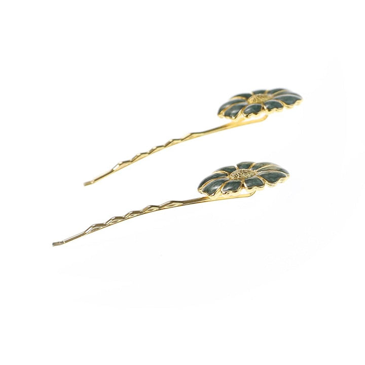 Vintage Enamel Flower Bobby Pins (Set of Two)
