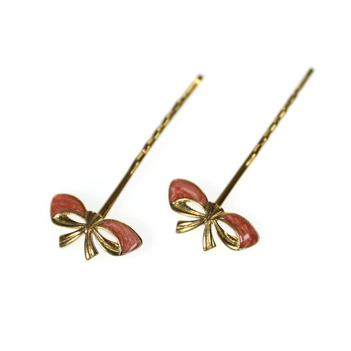 Vintage Enamel Ribbon Bow Bobby Pins (Set of Two)