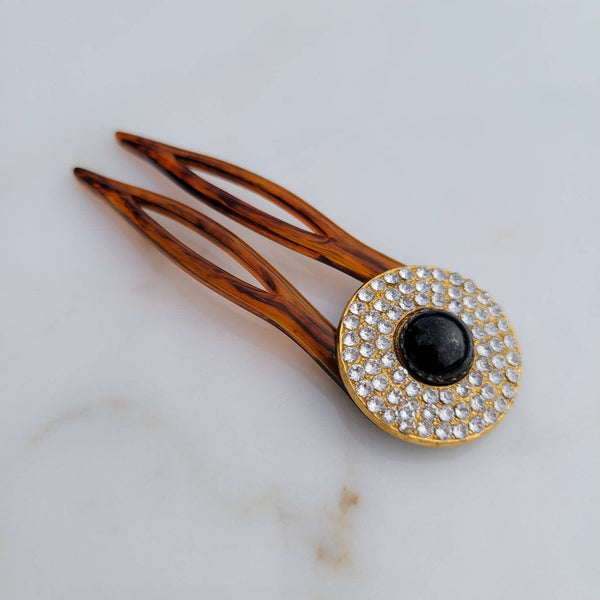 Vintage French Art Deco Swarovski Crystals Hair Pin Pick