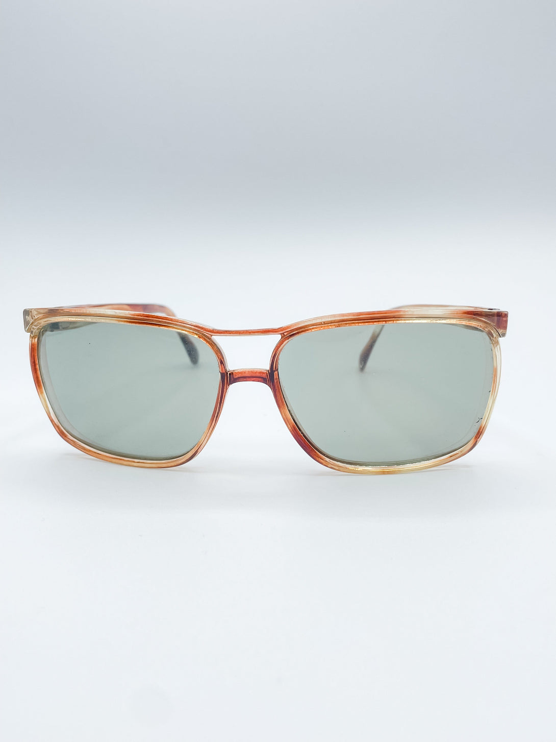 Vintage French Aviator Style Light Tortoiseshell Sunglasses with Solid Dark Lens