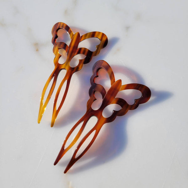 Vintage French Butterfly Chignon Hair Pins