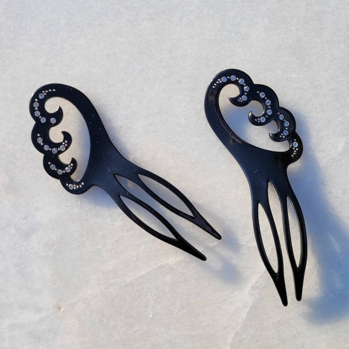 Vintage French Felix Huchard Crystal Swirl Hair Pins