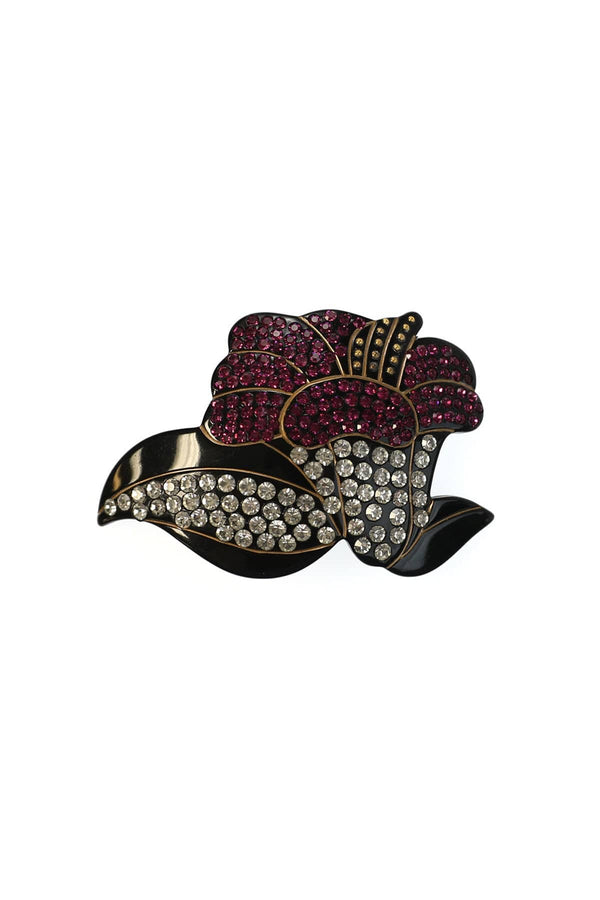 Vintage French Felix Huchard Flower Shaped Rhinestone Hair Barrette