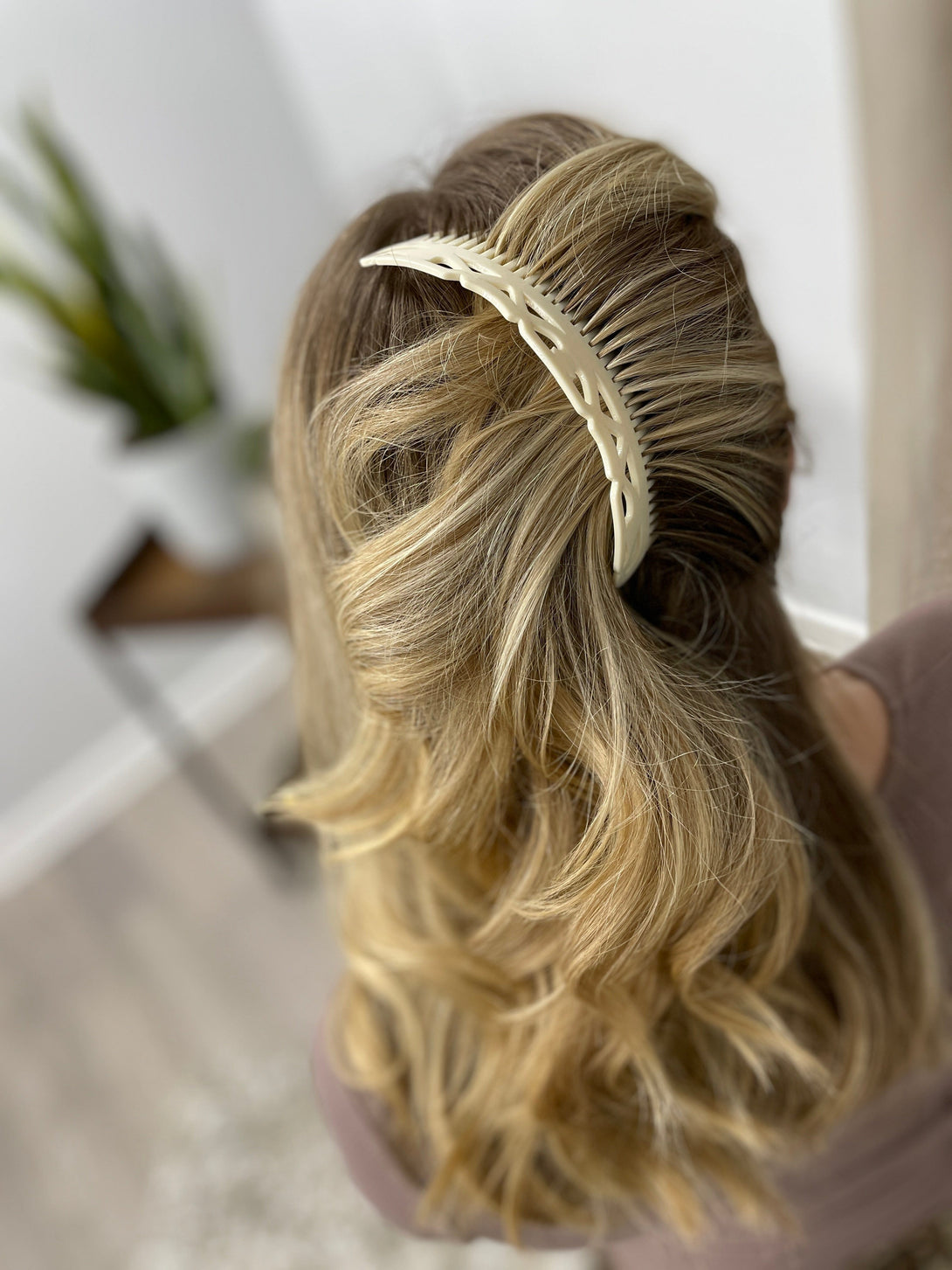 Vintage French Large Curved Wide Hair Comb