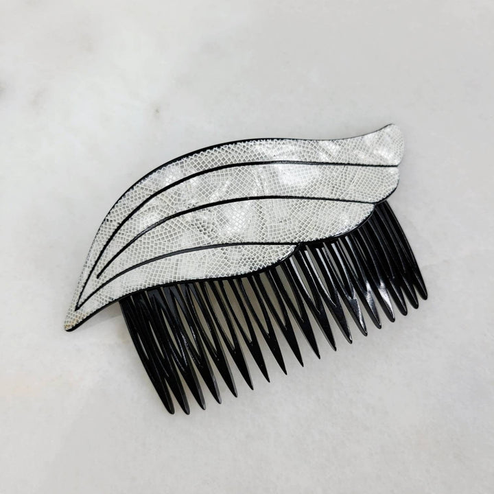 Vintage French Large Shimmering Mosaic Wave Acrylic Hair Comb