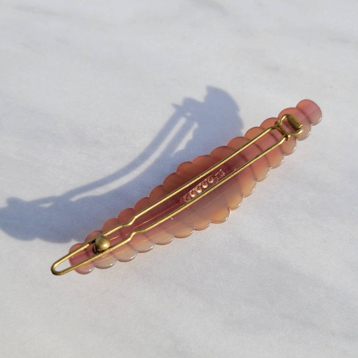 Vintage French Style Hair Barrette with Gold Trim