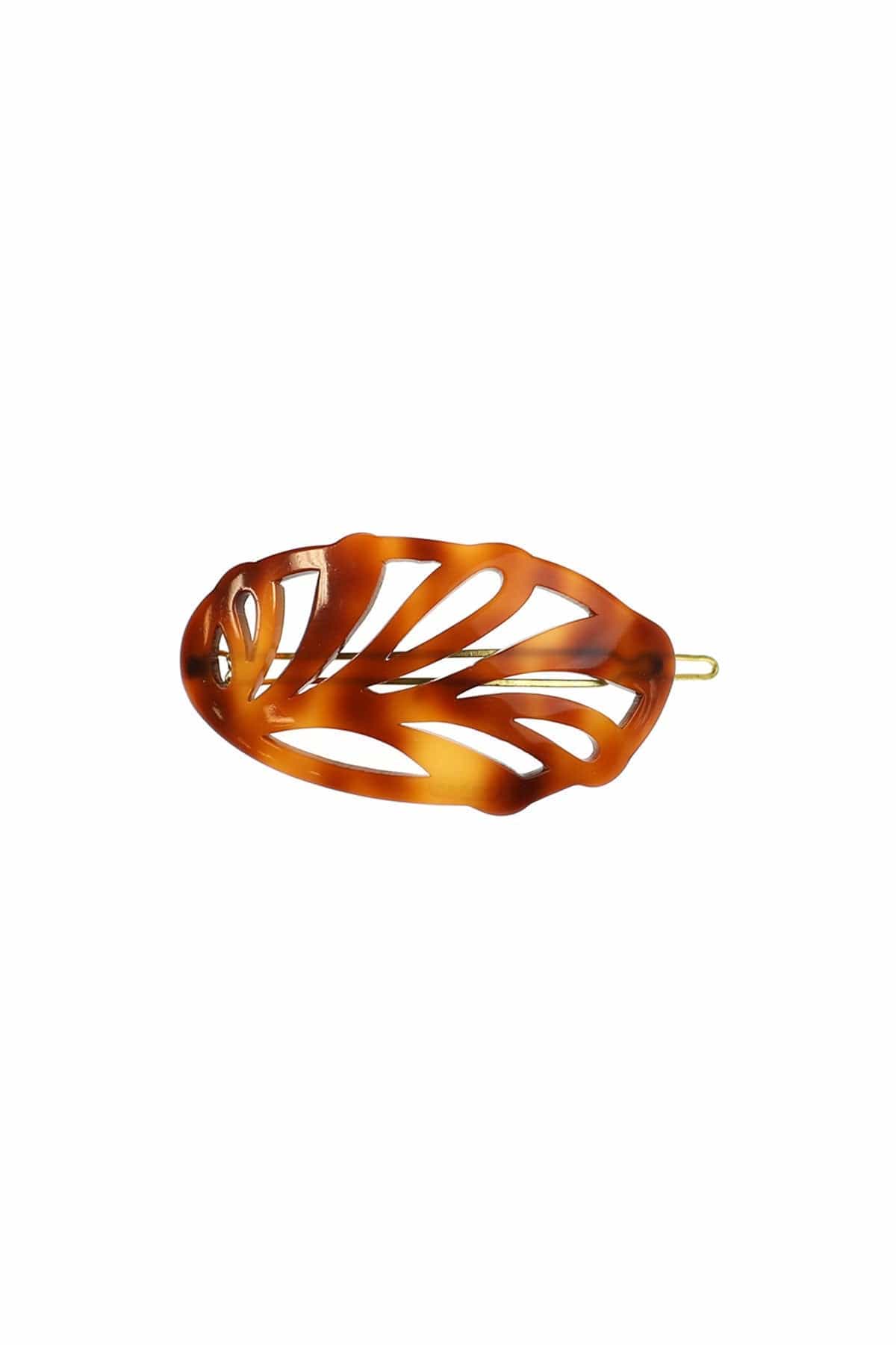 Vintage French Tortoise Shell Detailed Leaf Hair Barrette  display picture 2