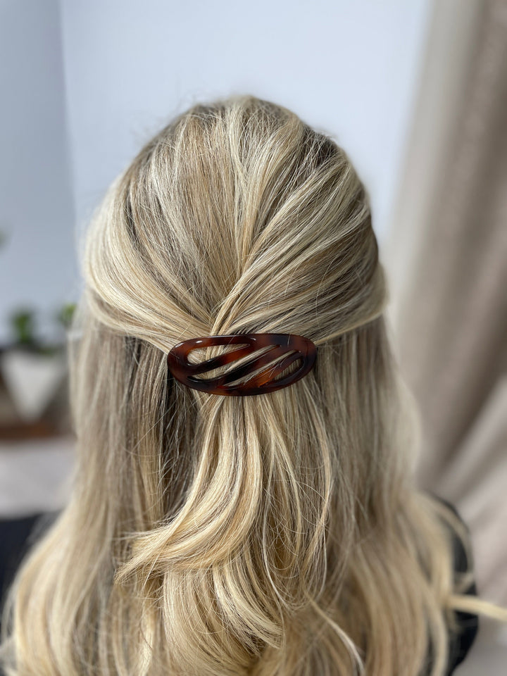 Vintage French Tortoise Shell Louvered Hair Barrette