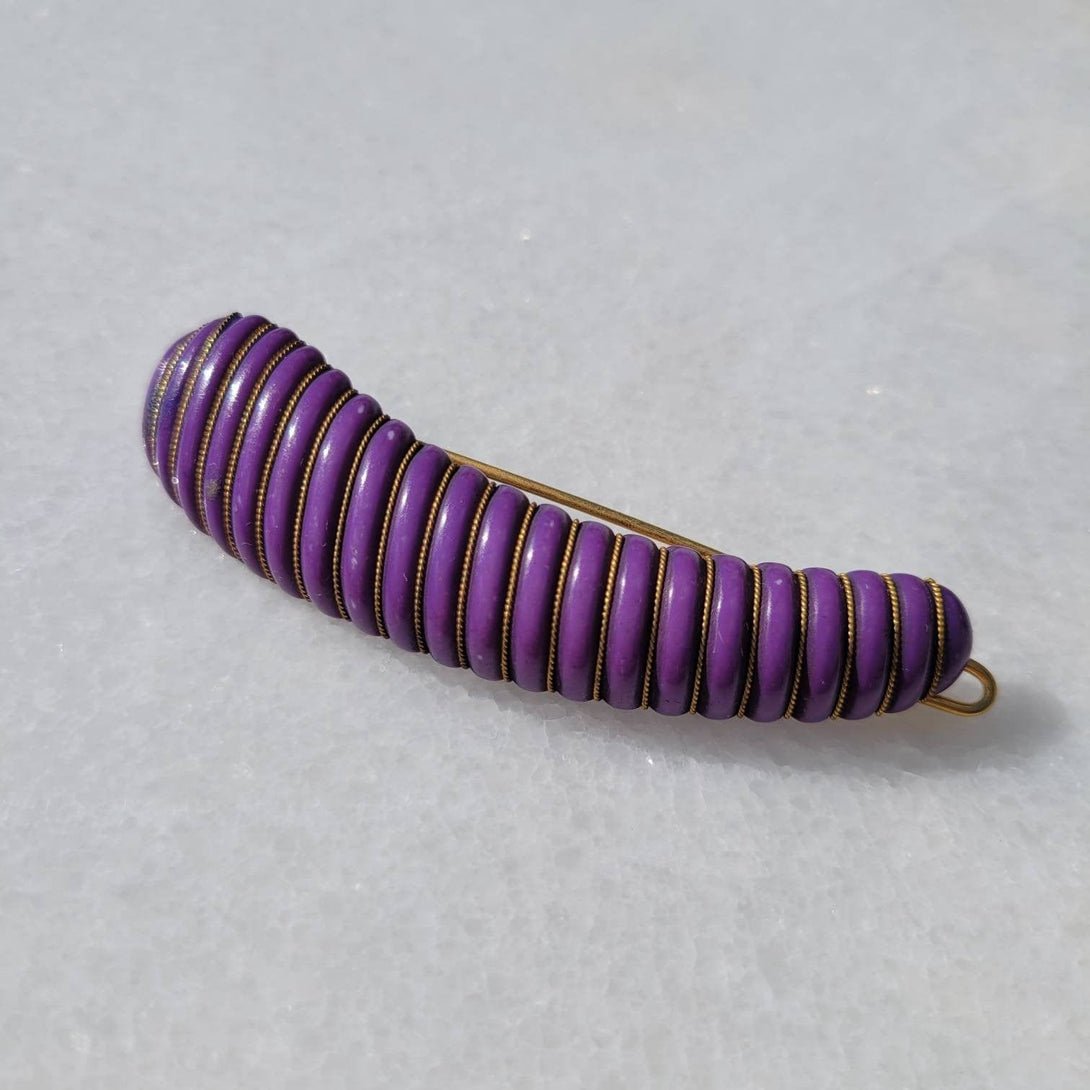 Vintage Italian Art Deco Eggplant Shape Wire Wrapped Hair Barrette