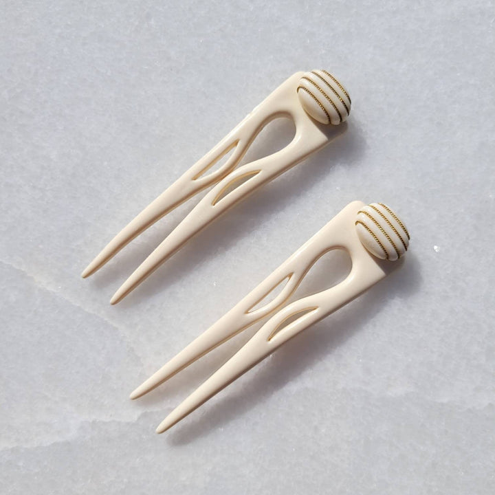 Vintage Italian Art Deco Wire Wrapped Hair Pins (Set of 2)