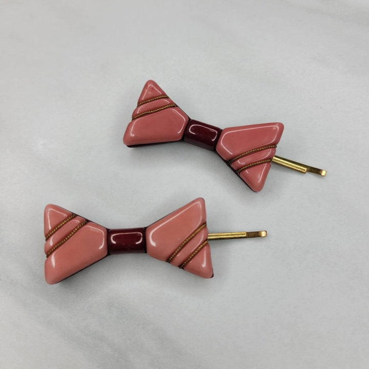 Vintage Italian Bow Shaped Bobby Pins (Set of Two)
