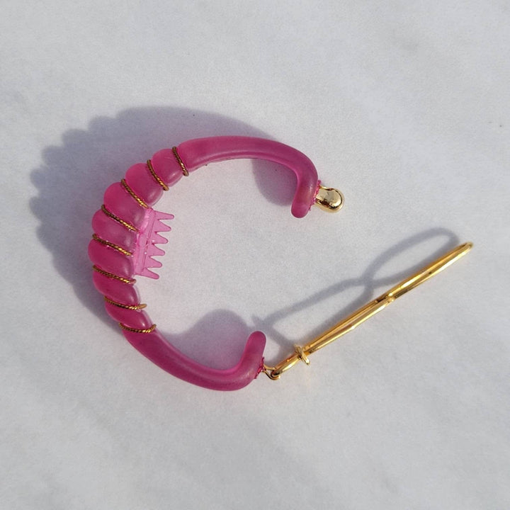 Vintage Italian Frosted Ponytail Holder Hair Barrette