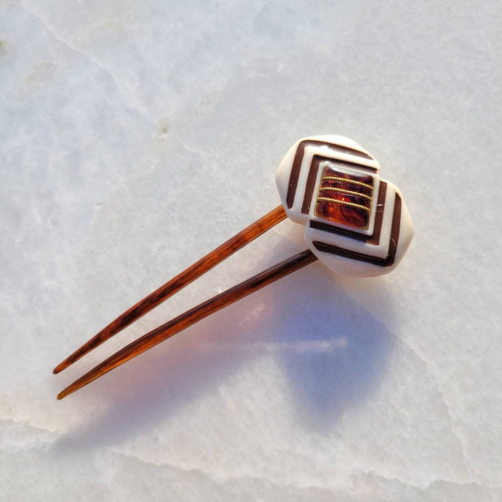 Vintage Italian Geometric Accent Hair Pins