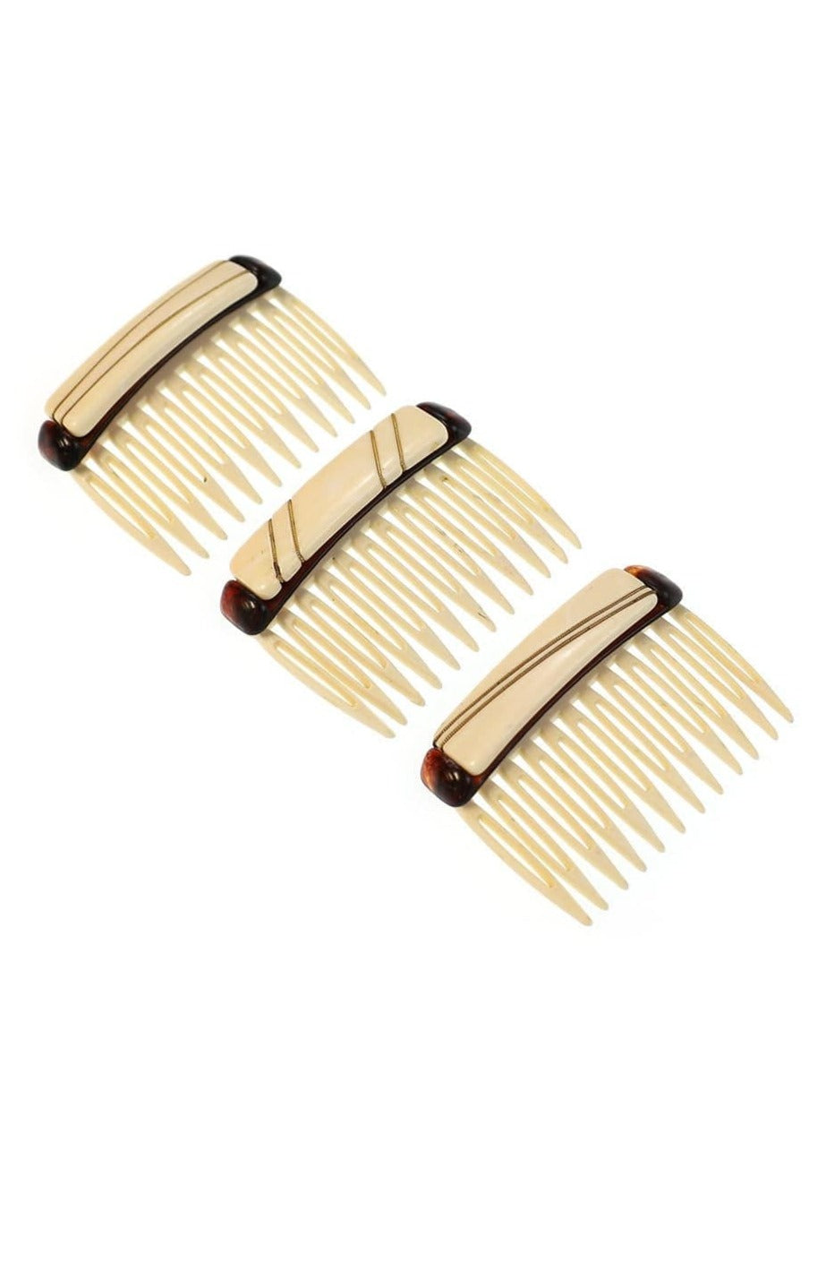 Vintage Italian Ivory Hair Comb with Gold Inlay