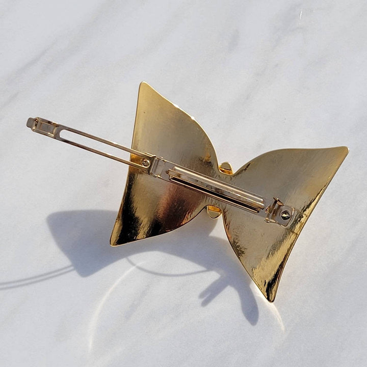 Vintage Italian Star Gold Bow Hair Barrette
